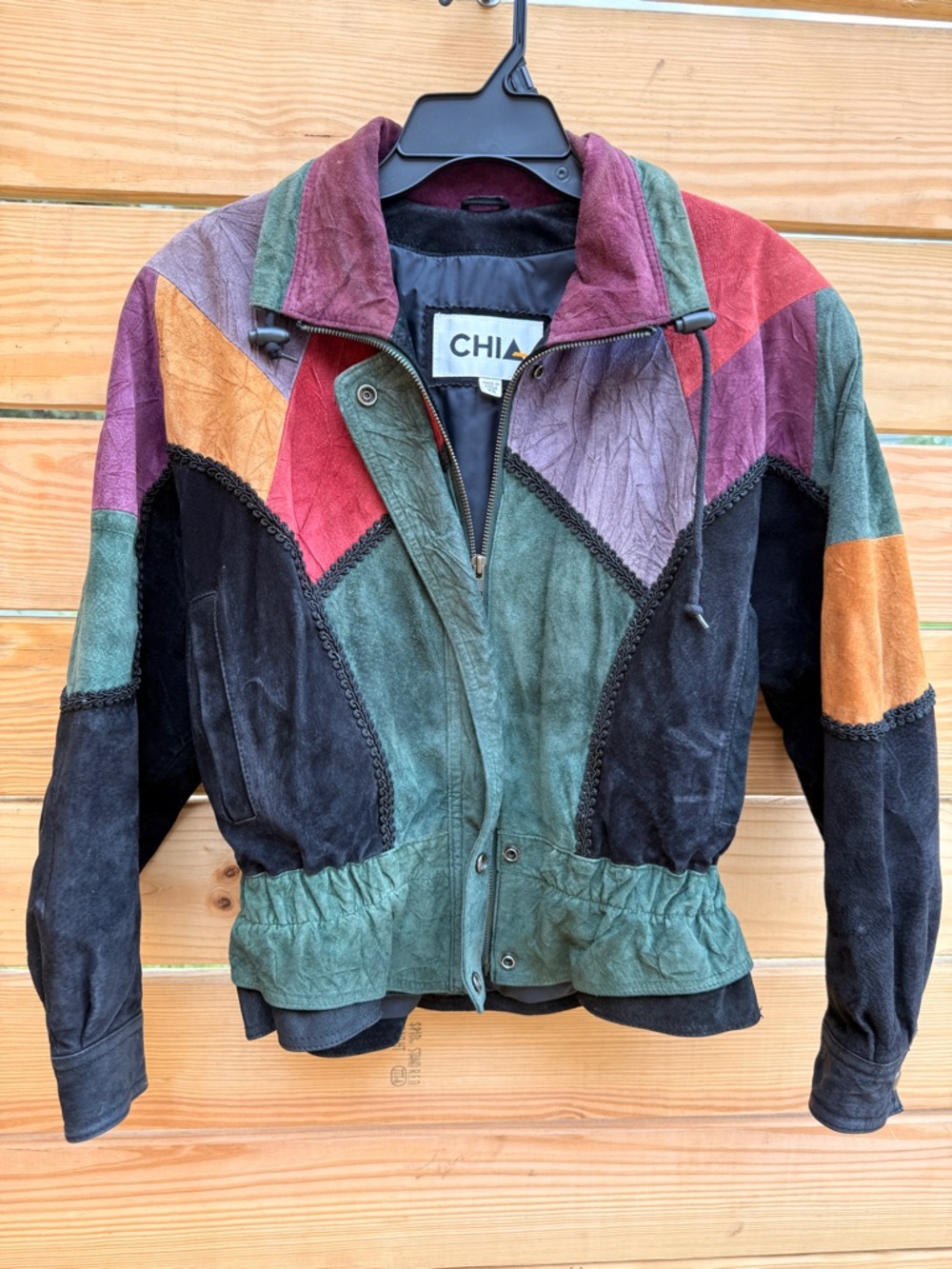 CHIA Multicolor Suede Patchwork Bomber Jacket - Women's